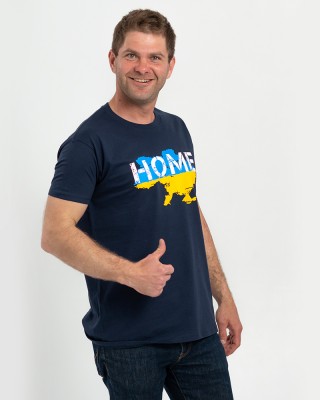 Футболка чоловіча мапа України велика - Home темно-синя - 11500