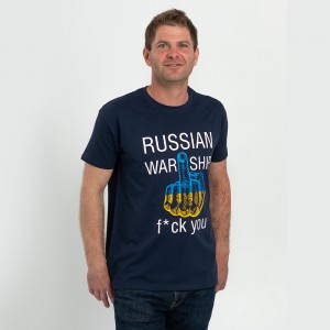 Футболка чоловіча Russian war ship темно-синя - 11500 Футболка чоловіча Russian war ship темно-синя - 11500