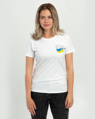 Футболка жіноча Доброго вечора ми з України біла - 11502 Футболка жіноча Доброго вечора ми з України біла - 11502