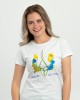Футболка жіноча Тризуб з квітами Доброго ранку ми з України світло-меланжева - 11502