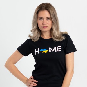 Футболка жіноча чорна  мапа України Home - 11502 Футболка жіноча чорна  мапа України Home - 11502
