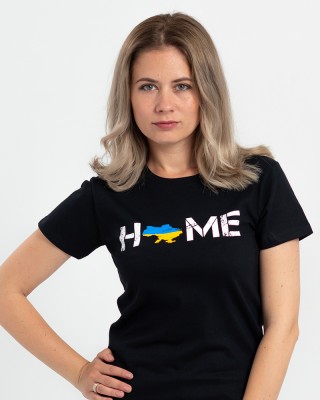 Футболка жіноча чорна  мапа України Home - 11502 Футболка жіноча чорна  мапа України Home - 11502