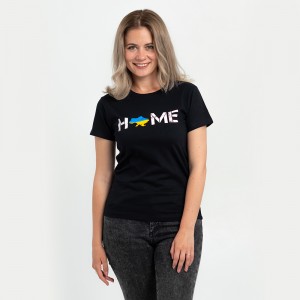 Футболка жіноча чорна  мапа України Home - 11502 Футболка жіноча чорна  мапа України Home - 11502