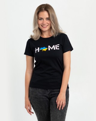 Футболка жіноча чорна  мапа України Home - 11502 Футболка жіноча чорна  мапа України Home - 11502