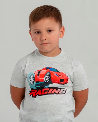 Футболка дитяча Racing світло-меланжева - 11970 Футболка дитяча Racing світло-меланжева - 11970