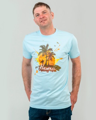 Футболка чоловіча Hawaii блакитна - 2134011 Футболка чоловіча Hawaii блакитна - 2134011