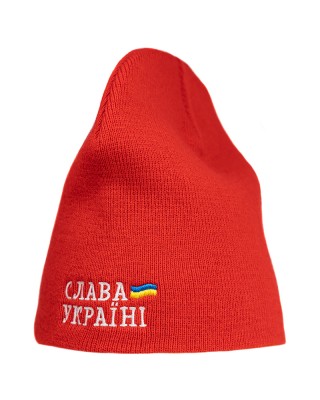 Шапка з вишивкою Слава Україні червона - 3000-5/6