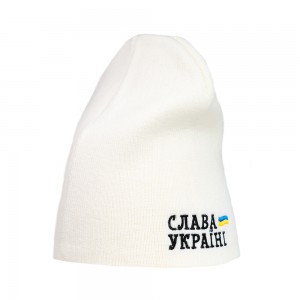 Шапка з вишивкою Слава Україні біла - 3000-6/6 Шапка з вишивкою Слава Україні біла - 3000-6/6