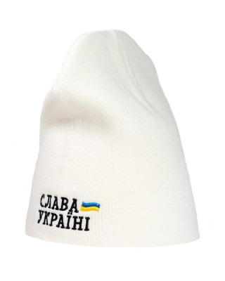 Шапка з вишивкою Слава Україні біла - 3000-6/6