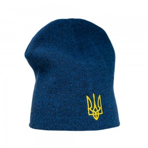 Шапка з вишивкою Тризуб темно-синя - 3009-14/4 Шапка з вишивкою Тризуб темно-синя - 3009-14/4