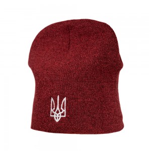 Шапка з вишивкою Тризуб червона - 3009-5/4 Шапка з вишивкою Тризуб червона - 3009-5/4