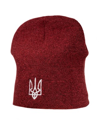 Шапка з вишивкою Тризуб червона - 3009-5/4 Шапка з вишивкою Тризуб червона - 3009-5/4