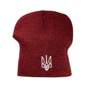 Шапка з вишивкою Тризуб червона - 3009-5/4 Шапка з вишивкою Тризуб червона - 3009-5/4