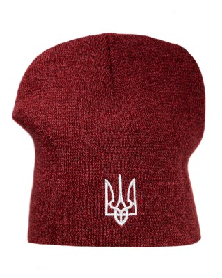 Шапка з вишивкою Тризуб червона - 3009-5/4 Шапка з вишивкою Тризуб червона - 3009-5/4