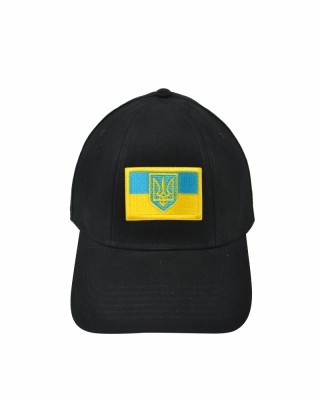 Кепка чорна з шевроном Прапор України та Тризуб - SH1733-3 CO/29593 Кепка чорна з шевроном Прапор України та Тризуб - SH1733-3 CO/29593