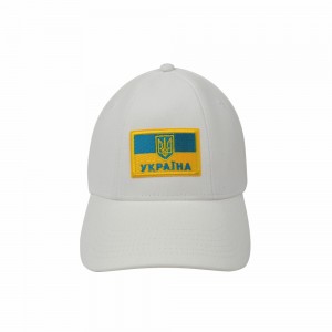 Кепка біла з шевроном Прапор України та Тризуб - SH1733-6 CO/29589 Кепка біла з шевроном Прапор України та Тризуб - SH1733-6 CO/29589