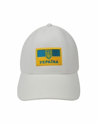 Кепка біла з шевроном Прапор України та Тризуб - SH1733-6 CO/29589 Кепка біла з шевроном Прапор України та Тризуб - SH1733-6 CO/29589