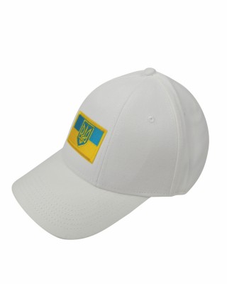 Кепка біла з шевроном Прапор України та Тризуб - SH1733-6 CO/29589 Кепка біла з шевроном Прапор України та Тризуб - SH1733-6 CO/29589