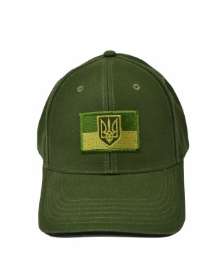 Кепка хакі з шевроном Прапор України та Тризуб - SH1926-269 CO/29592 Кепка хакі з шевроном Прапор України та Тризуб - SH1926-269 CO/29592