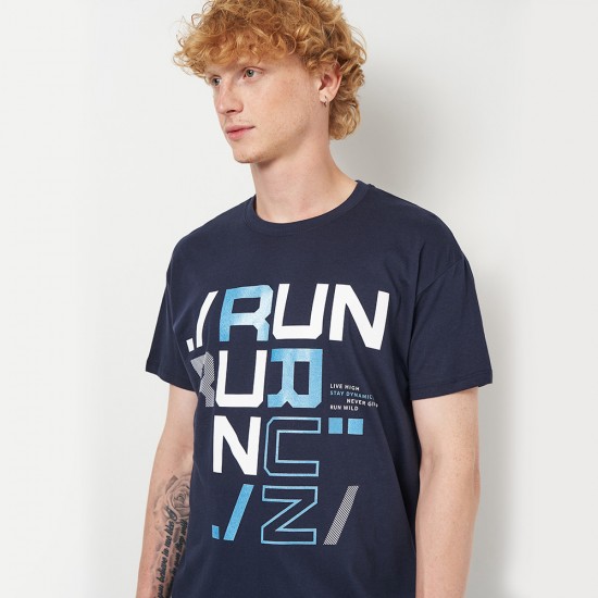 Футболка чоловіча Run темно-синя - 11380