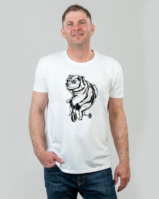 Футболка чоловіча Ведмідь на байку біла - 11500