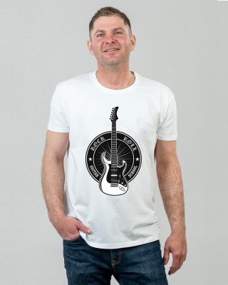 Футболка чоловіча Рок-н-ролл з гітарою біла - 11500 Футболка чоловіча Рок-н-ролл з гітарою біла - 11500