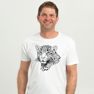 Футболка чоловіча З леопардом чорнобілим біла - 11500