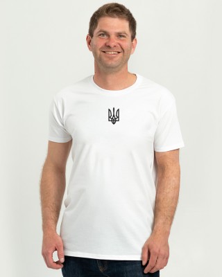 Футболка чоловіча Тризуб чорний в центрі біла - 11500