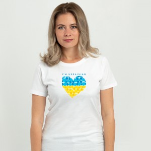 Футболка жіноча З серцем I'm Ukrainian біла - 11502 Футболка жіноча З серцем I'm Ukrainian біла - 11502