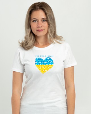 Футболка жіноча З серцем I'm Ukrainian біла - 11502 Футболка жіноча З серцем I'm Ukrainian біла - 11502