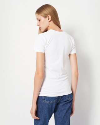 Футболка жіноча Вільна з квітами біла - 11502 Футболка жіноча Вільна з квітами біла - 11502