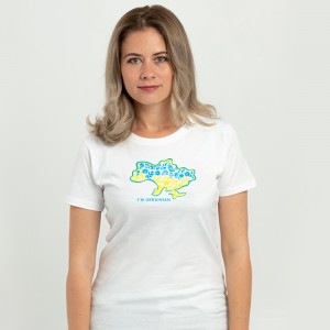 Футболка жіноча З картою України та квітами біла - 11502 Футболка жіноча З картою України та квітами біла - 11502