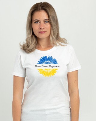 Футболка жіноча Вільна Сильна Незалежна біла - 11502 Футболка жіноча Вільна Сильна Незалежна біла - 11502