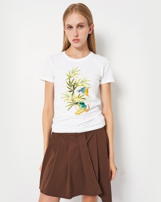 Футболка жіноча З птахами біла - 11502