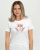 Футболка жіноча Кішка рожеве янголятко біла - 11502