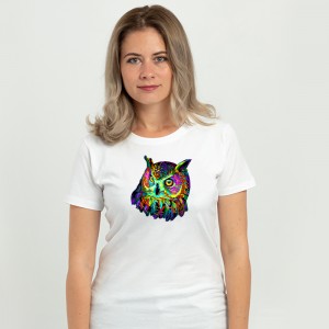 Футболка жіноча З совою кольоровою біла - 11502 Футболка жіноча З совою кольоровою біла - 11502