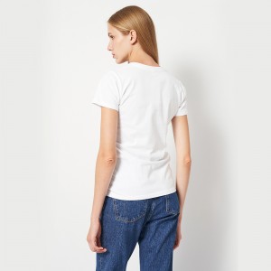 Футболка жіноча Вишиванка герб та колосся біла - DTF11502 Футболка жіноча Вишиванка герб та колосся біла - DTF11502