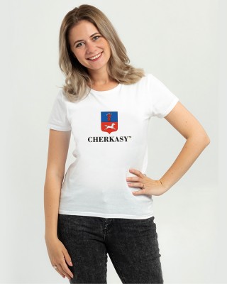 Футболка жіноча місто-герой Черкаси біла - DTF11502
