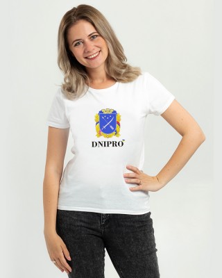 Футболка жіноча місто-герой Дніпро біла - DTF11502