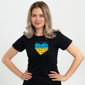Футболка жіноча З серцем I'm Ukrainian чорна - 11502 Футболка жіноча З серцем I'm Ukrainian чорна - 11502
