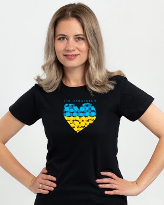 Футболка жіноча З серцем I'm Ukrainian чорна - 11502 Футболка жіноча З серцем I'm Ukrainian чорна - 11502