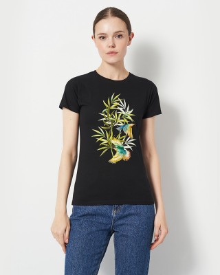 Футболка жіноча З птахами чорна - 11502