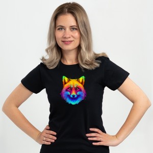 Футболка жіноча З лисою чорна - 11502 Футболка жіноча З лисою чорна - 11502