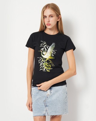 Футболка жіноча Лелека чорна - DTF11502