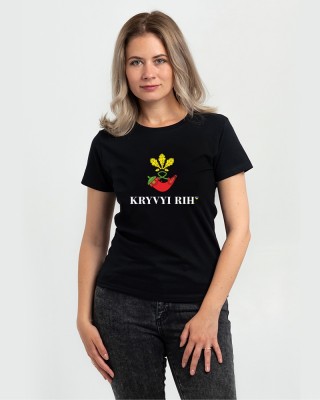 Футболка жіноча місто-герой Кривий Ріг чорна - DTF11502 Футболка жіноча місто-герой Кривий Ріг чорна - DTF11502