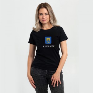 Футболка жіноча місто-герой Херсон чорна - DTF11502 Футболка жіноча місто-герой Херсон чорна - DTF11502
