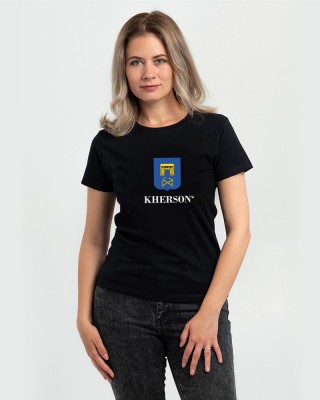Футболка жіноча місто-герой Херсон чорна - DTF11502