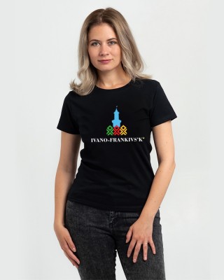 Футболка жіноча місто-герой Івано-Франківськ чорна - DTF11502 Футболка жіноча місто-герой Івано-Франківськ чорна - DTF11502