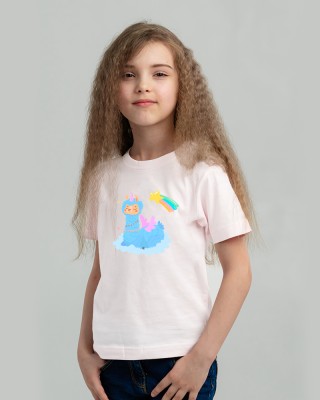 Футболка дитяча З ламою блакитною біла - 11970 Футболка дитяча З ламою блакитною біла - 11970