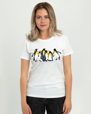 Футболка жіноча Пінгвіни біла - DTF11502